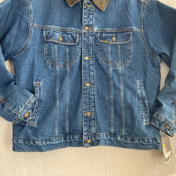 Lee Blue Denim Men’s XL Jacket NWT W/ Brown Corduroy Collar & Fleece Lining - Picture 9 of 16